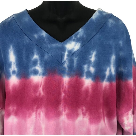 Blue Buttercup Women's Size Medium Multicolor Tie Dye Vneck  Pullover Sweatshirt - Picture 2 of 5
